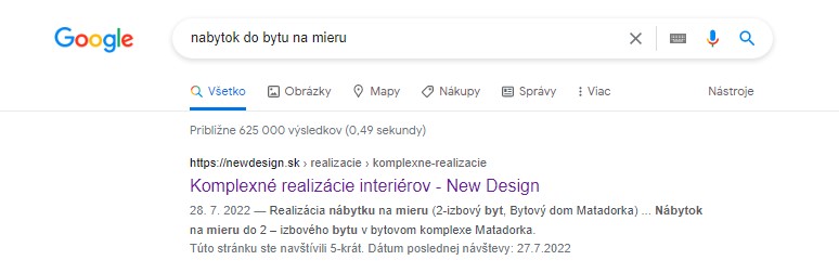 SEO služby | Optimalizácia pre vyhľadávače | SEO obsah pre klienta newdesign.sk | digital.zariadim.sk